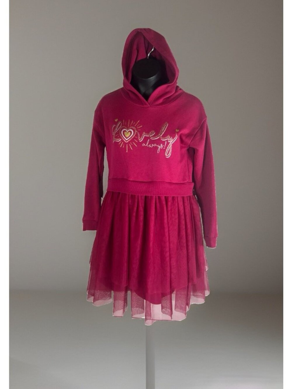 365 Kids Garanimals Girls Size 8 Pink Dress Mock 2 Piece Hoodie Layered Tulle